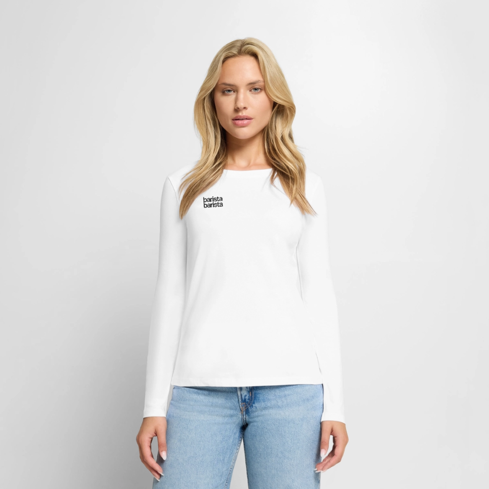 Camiseta Larga Blanca Mujer 'Minimal'. Logo frontal (corte regular) - blanco