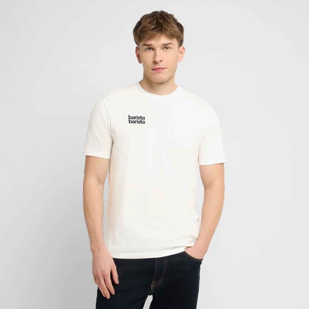 Camiseta 'Minimal' unisex. Logo frontal (corte regular) - blanco natural