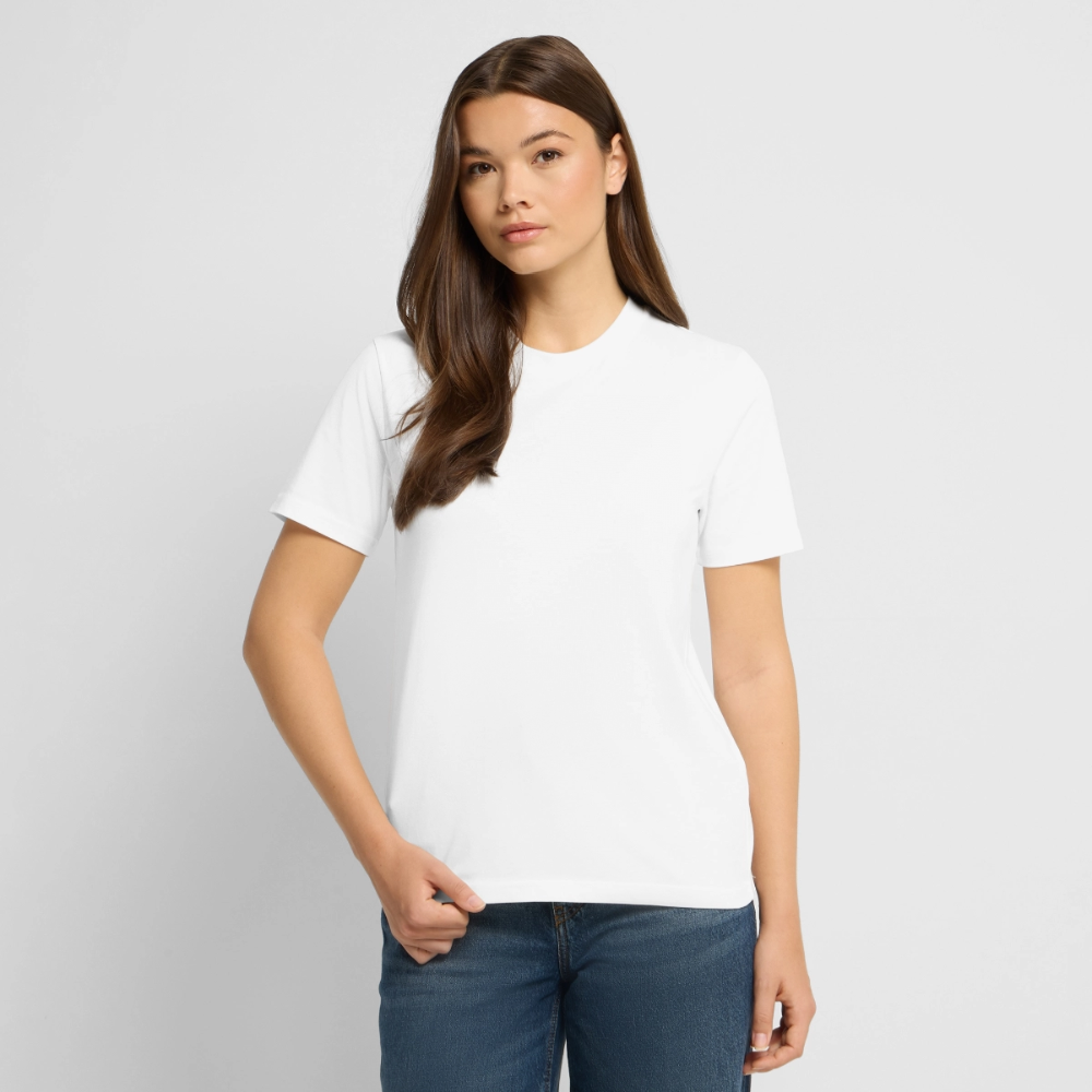 Camiseta 'Minimal' unisex. Logo frontal (corte regular) - blanco
