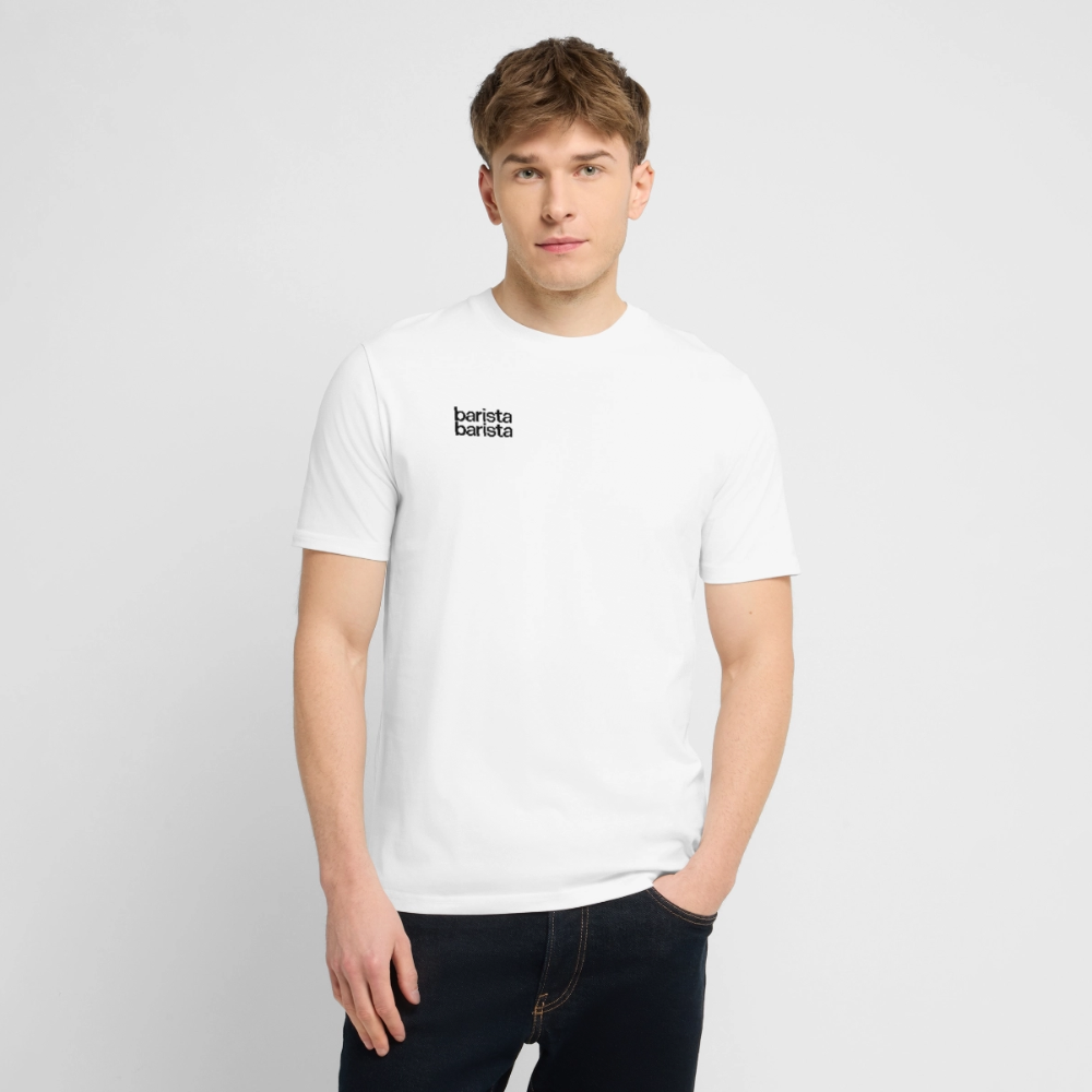 Camiseta 'Minimal' unisex. Logo frontal (corte regular) - blanco